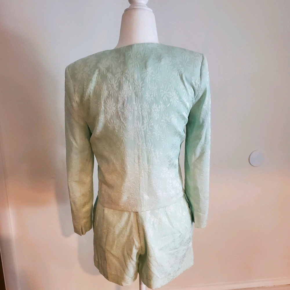 Mint textured print short set